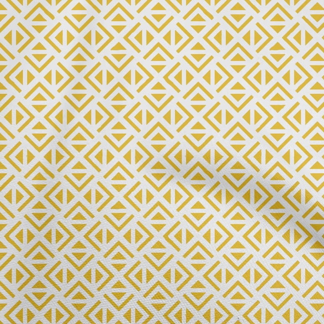 oneOone Tissu Rayonne Jaune Géométrique Triangle Matériel de Robe Tissu Imprimé Tissu au Mètre 56 Pouces de Large