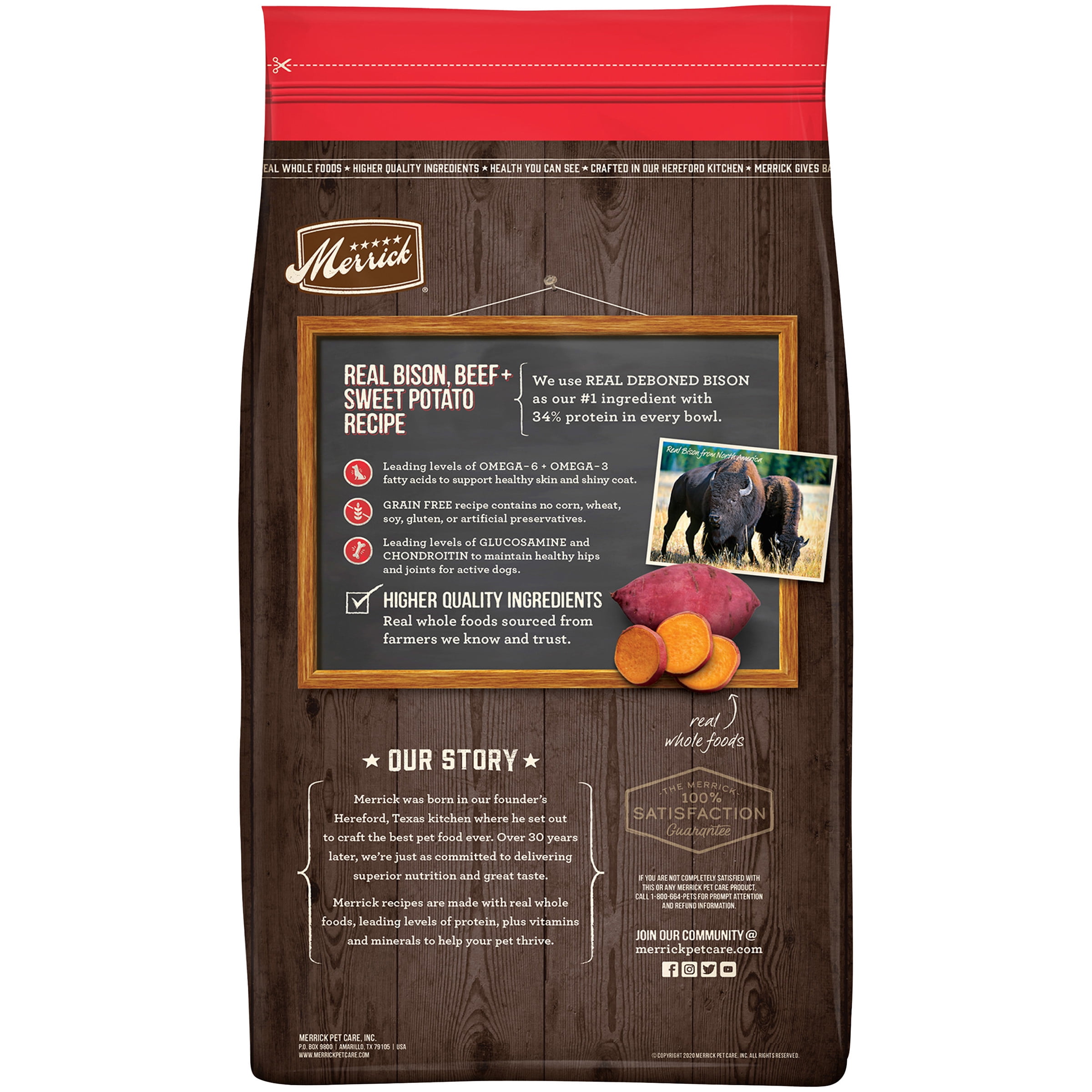 Merrick grain free real buffalo deals and sweet potato dog food