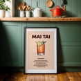 thumbnail image 6 of Mai Tai - Hawaii Illustration Cocktail Bar Typography Kitchen Decor Vintage Fruit Black Framed Wall Art Print 12 x 18 inches, 6 of 8