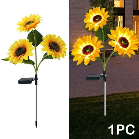 

3 Head Sunflower LED Solar Light Waterproof Solar Decorative Lights for Garden Patio Backyard Warm White (1 Pack)