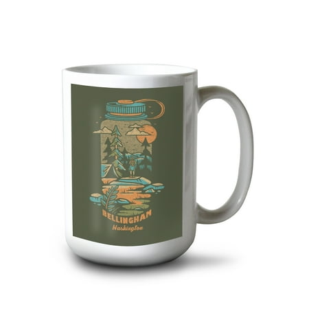 

Lantern Press 15 fl oz Ceramic Mug Mt. Baker Washington Snowboard Binding Distressed Vector Dishwasher & Microwave Safe