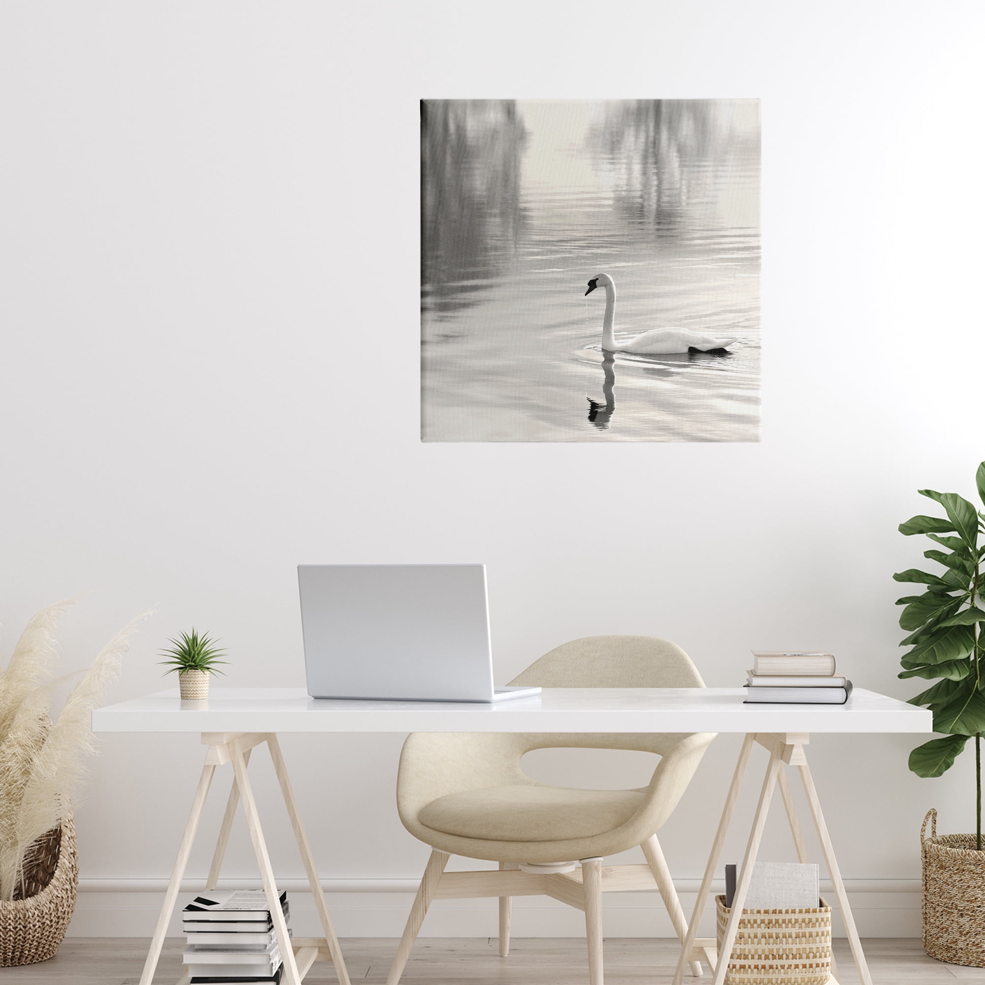 Stupell Industries Morning Sunlit Swan Canvas Wall Art, design by Nicholas Bell