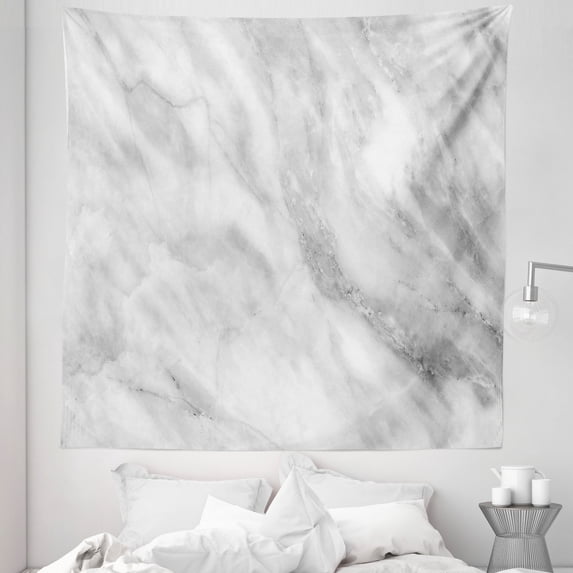 Marble Print Tapestry, Marble Surface Textured Cracks and Veins Shady Limestone Ceramic, Fabric Wall Hanging Decor for Bedroom Living Room Dorm, 5 Sizes, Grey Dust, by Ambesonne
