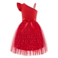 thumbnail image 2 of Oudiya Girls Spring One Shoulder Dresses Ruffle Sleeveless Formal Birthday Party Tulle Belted Dress for Kids 4-12Y, 2 of 7