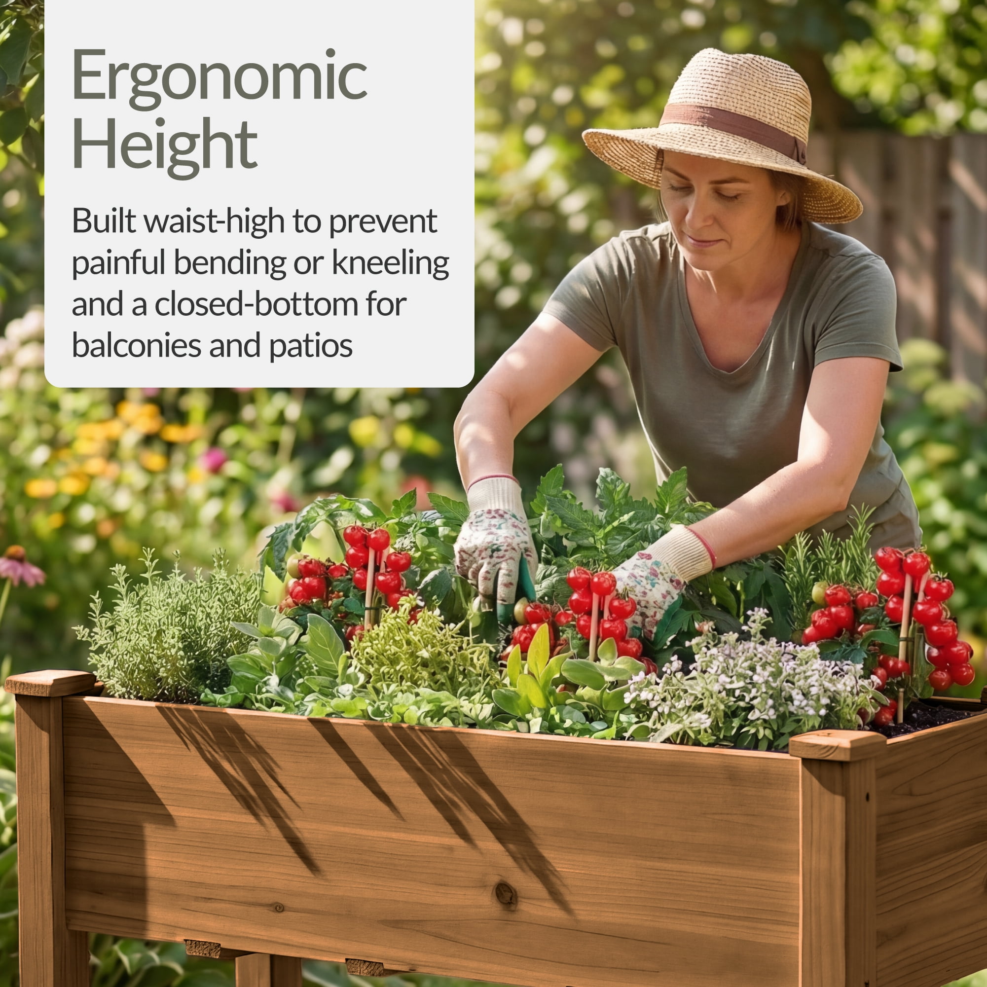 Best Choice Products 48x24x30in Raised Garden Bed, Elevated Wooden Planter for Yard w/ Foot Caps, Liner - Acorn Brown