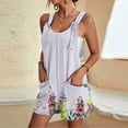 thumbnail image 2 of Tank Top Romper for Women Summer Flowers Print Tie Knot Front Short Jumpsuit with Pocket Wide Leg Loose Casual Outfits, Multicolor, L, 2 of 2