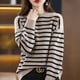 thumbnail image 2 of Sweaters Long Sleeve O-neck Ladies Patchwork Pullovers Women's Clothing Interior Lapping Printing Striped Autumn Winter Thin, 2 of 5