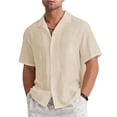 thumbnail image 2 of WREESH Men's Casual Button Down Shirts Short Sleeve Shirt with Turndown Collar Buttons for a Stylish Summer Top Khaki, 2 of 6