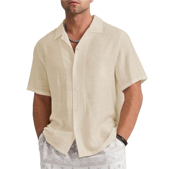 Inleife Mens Shirts Plus Size Men's Casual Fashion Short-Sleeved Cardigan Shirt With Turndown Collar Buttons