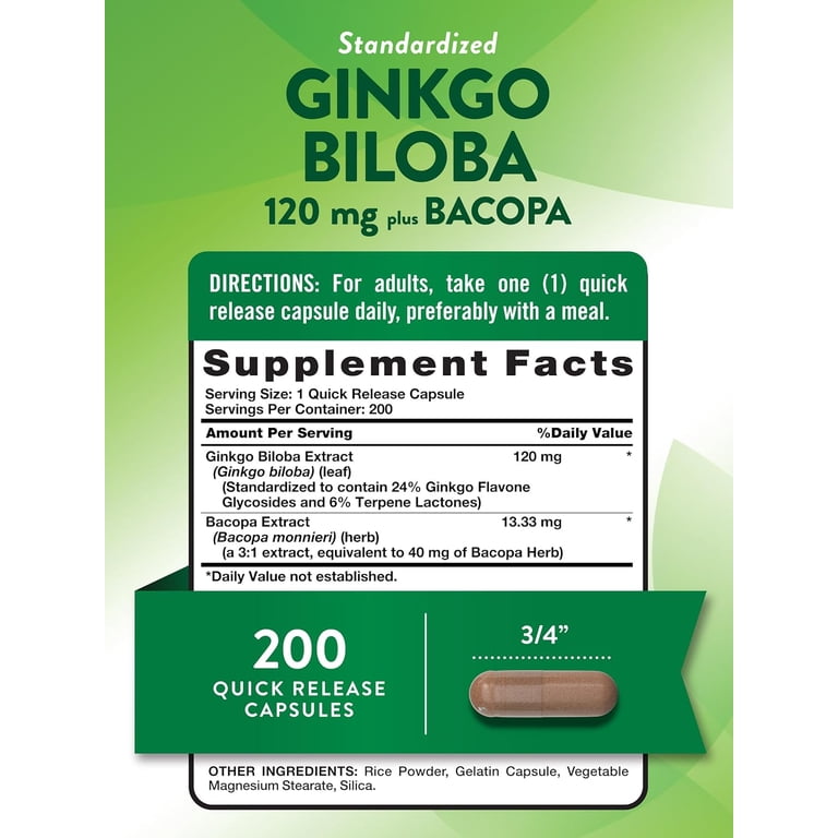 ginkgo biloba acetyl-l-carnitine butea superba Nature's Truth 120mg Capsules with Bacopa Monnieri, Memory Supplement, Phytonutrients Flavonoids acetyl l-carnitine for female Immunité Weight:10mg