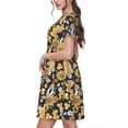 thumbnail image 2 of Naloa Sunflowers Bee Print Womens Summer A-Line Dress with Pockets,Short Sleeve Dresses,Flowy Beach Swing Dress for Vacation Travel, 2 of 6