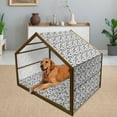 thumbnail image 2 of Fish Pet House, Squama Design with Aquatic Inspirations Animal Skin Scales Pattern Monochrome, Outdoor & Indoor Portable Dog Kennel with Pillow and Cover, 5 Sizes, Black Grey White, by Ambesonne, 2 of 4