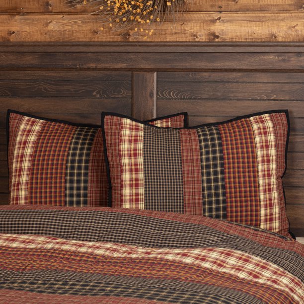 Rust Red Rustic Bedding Bannack Cotton Hand Quilted Patchwork Striped Standard Sham Walmart