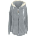 thumbnail image 3 of Women's Oversized fleece jackets Plush Long Sleeve Full Zip Up Sherpa Jackets Thermal Warm Winter Hooded Outerwear with Pocket Warm Clothes, 3 of 4