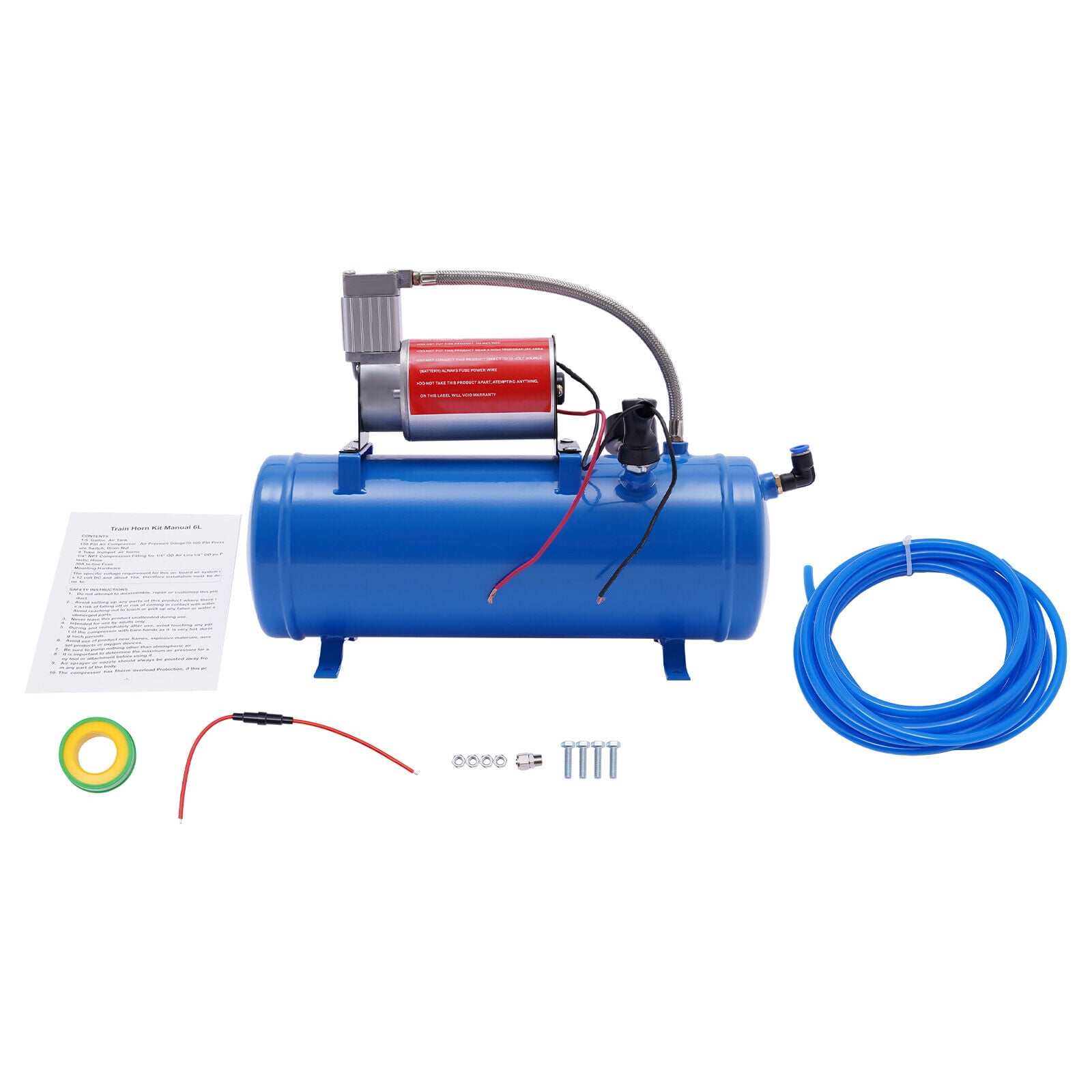 DENEST On Board Air Compressor With 6 Liter Tank 100Psi DC 12V For Vehicle Car Bicycle