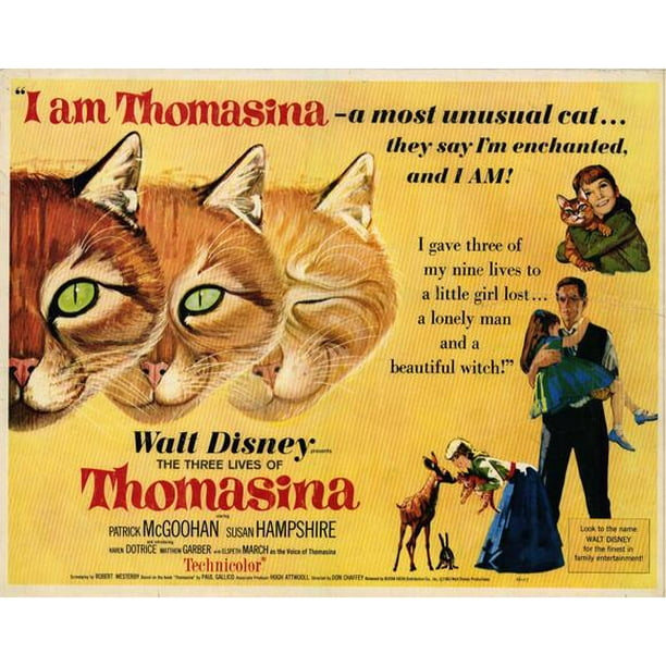 The Three Lives of Thomasina movie POSTER (Half Sheet Style A) (22" x 28") (1964) Walmart