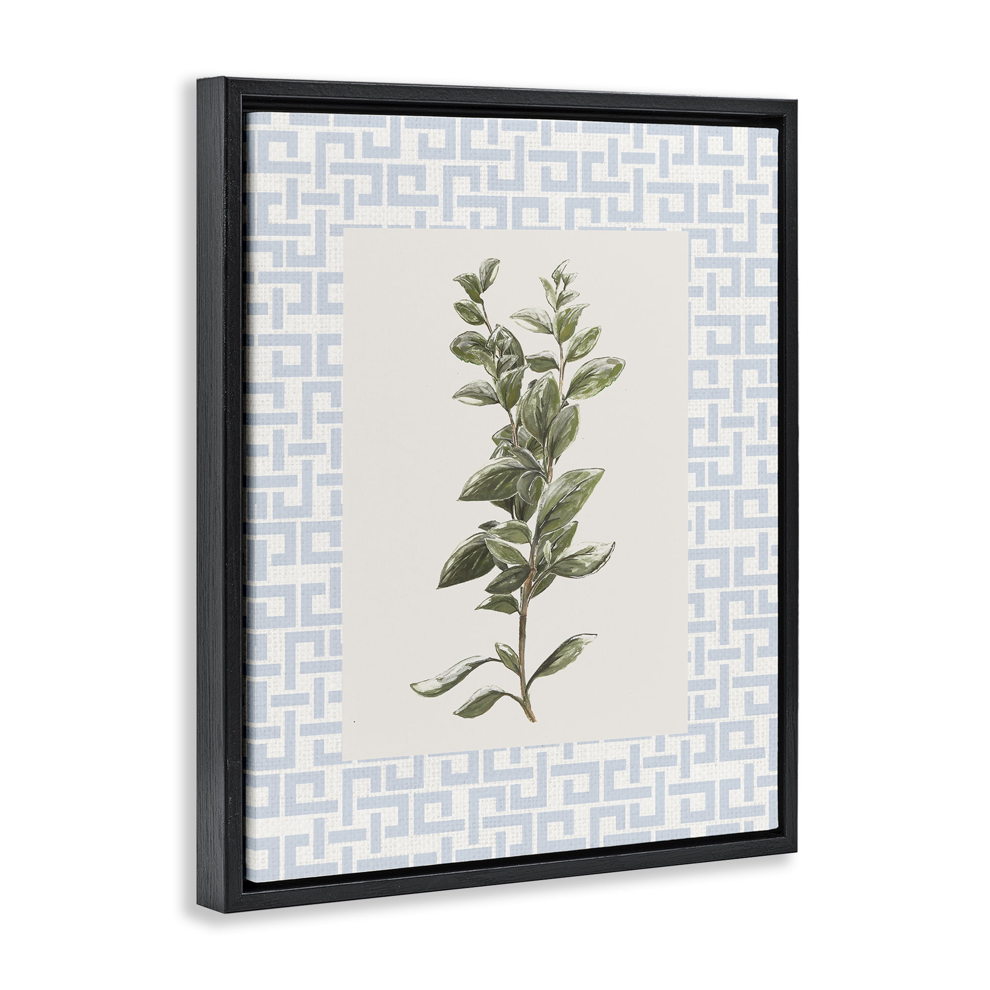 Stupell Industries Fresh Herb on Geometric Black Framed Floater Canvas Wall Art, design by Diannart
