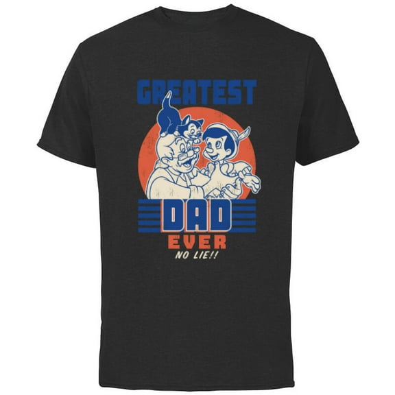 Disney Pinocchio and Geppetto Greatest Dad Ever No Lie - Short Sleeve Cotton T-Shirt for Adults - Customized-Charcoal