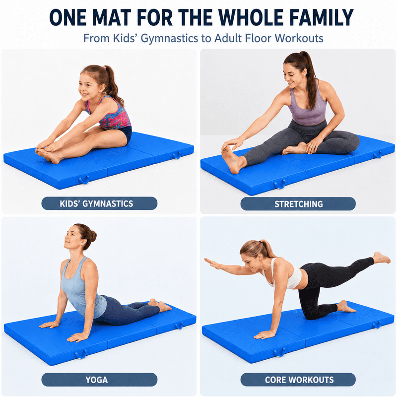 Tumbling Mat, 6’x2" Thick High Density Anti Tear Gymnastics Mat, Gym Folding Exercise Aerobics Mats w/Carrying Handles for Home Gym Exercise, Multiple Colors