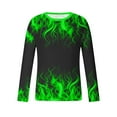 thumbnail image 6 of JURANMO Big and Tall Fashion Graphic Tees for Men Long Sleeve Tops Flame Print Crewneck Pullover T-shirt Green L, 6 of 6
