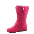 thumbnail image 2 of Klein-70 Girls Kid's Causal Flat Heel Buckles Zipper Slouchy Mid Calf Boots Shoes ( Fuchsia, 11 ), 2 of 2
