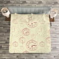 thumbnail image 3 of Ambesonne Vintage Quilted Bedspread Set 3 Pcs, Roman Digits on a Clock, Queen Size, Pale Yellow Magenta, 3 of 3