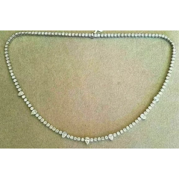 Tennis Choker Necklace 10 CT Round Cut Lab Created Diamond 14k White Gold Plated 18"