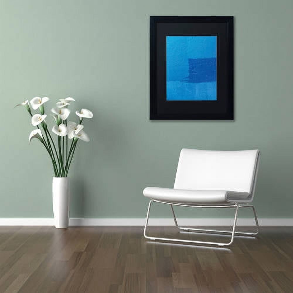 Trademark Fine Art "Abstract Blue" Canvas Art by Claire Doherty, Black Matte, Black Frame