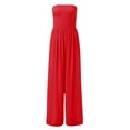 thumbnail image 4 of Jumpsuit Women'S Summer Fashion Casual Smocked Wide Leg Jumpsuit Romper Sleeveless Tube Neck Jumpsuit,Red Women'S Polyester Jumpsuit 2XL, 4 of 6