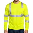 thumbnail image 2 of Men's Reflective Strip Long Sleeve Work T-Shirt Construction Workwear for Spring Fall Safety Wear,Fluorescence Yellow,L, 2 of 5