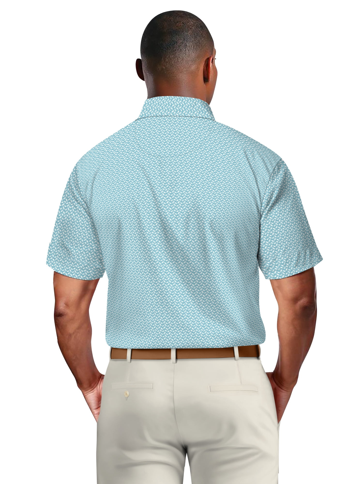 Ben Hogan Men's & Big Men's Performance Mini Geometric Print Short Sleeve Golf Polo Shirt, Sizes S-5XL