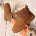 thumbnail image 2 of Puntoco Women's Suede Short Snow Boots, Lined Warm Winter Booties, Turn鈥慏own Fur Cuff Buckle Decor Non鈥慡lip Platform Thick Sole Comfort Boots Brown, 2 of 9