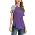 thumbnail image 2 of FUTATA Women Tunics T-Shirts Short Sleeve Crewneck Summer Tops Fashion Casual Basic Tee Color Block Raglan Baseball T Shirts Blouses,Black/Gray/Burgundy/Khaki/Purple, 2 of 7