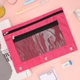 thumbnail image 2 of today's deals Pencil Pouch for 3 Ring Binder, Clear Pencil Pouch with Zipper, 3 Ring Binder Pencil Pouches Pencil Case Pencil Bags for Home Storing Office Supplies, Hot Pink, 2 of 3