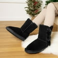 thumbnail image 4 of Dream Pairs Girls Boys Kids Winter Snow Suede Mid Calf Boots Faux Fur Lined FuzzyChic Kid's Lolly for Little Big Kid, 4 of 7