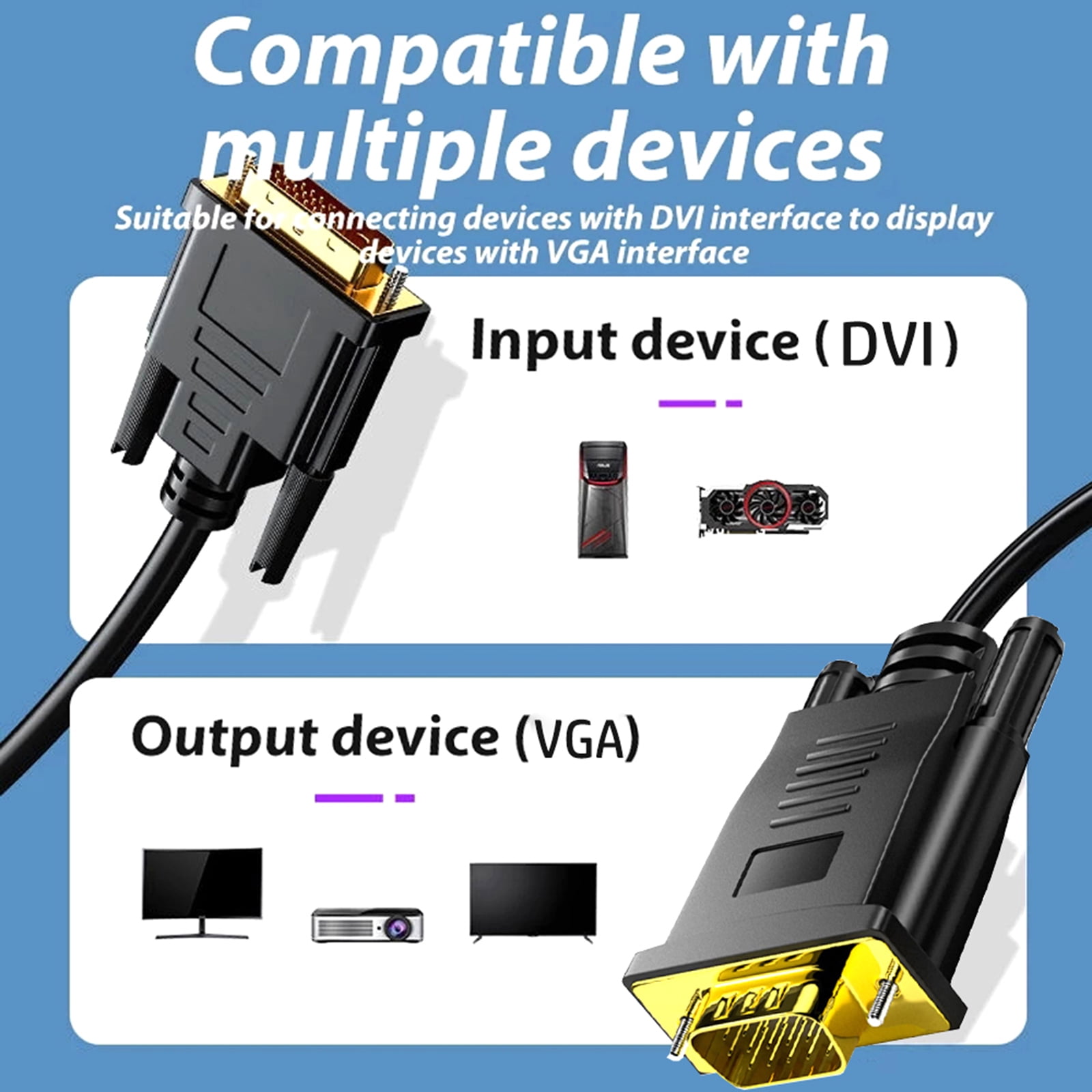 Dvi To Vga Adapter Cable Digital Hd Dvi 24+1 To Vga Conversion Cable