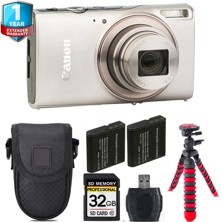 Canon PowerShot IXUS 285 HS Digital Camera (Silver) + 1 Yr Warranty +Tripod + Case -32GB Kit (International Version)