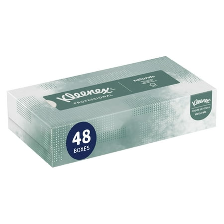 Kleenex Professional Naturals Facial Tissue for Business (21601), Flat Face Tissue Box, 2-PLY, 48 Boxes per Case, 125 Soft Sheets per Box, 6,000 Sheets per Case