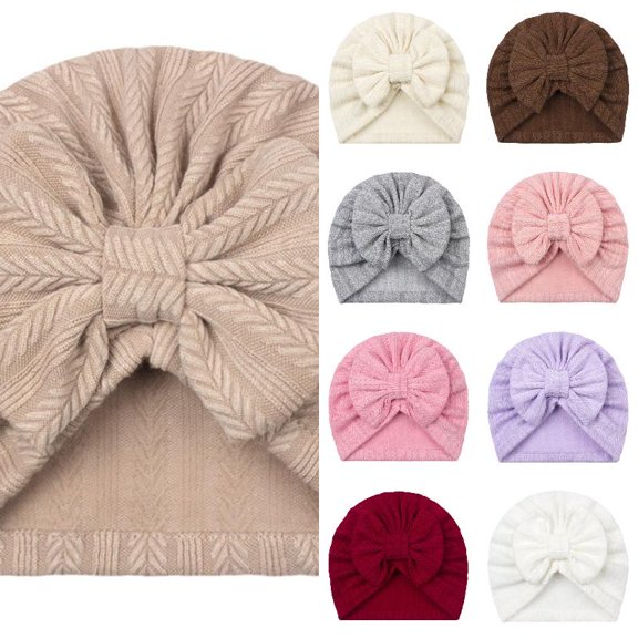 Wdgfv Velvet Baby Turban Hats with Bow, Stretchy Baby Head Cover Beanies for , Toddler, Head Wraps 0-24 Months