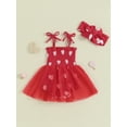 thumbnail image 2 of Suealasg Toddler Baby Girl Valentine's Day Clothes Heart Print Sleeveless Romper Dress and Headband 3M 6M 9M 12M 18M Infant Girls 2pcs Spring Outfits, 2 of 8