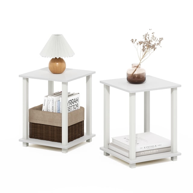 Mesa auxiliar Furinno Simplistic, juego de 2 unidades, color blanco/blanco