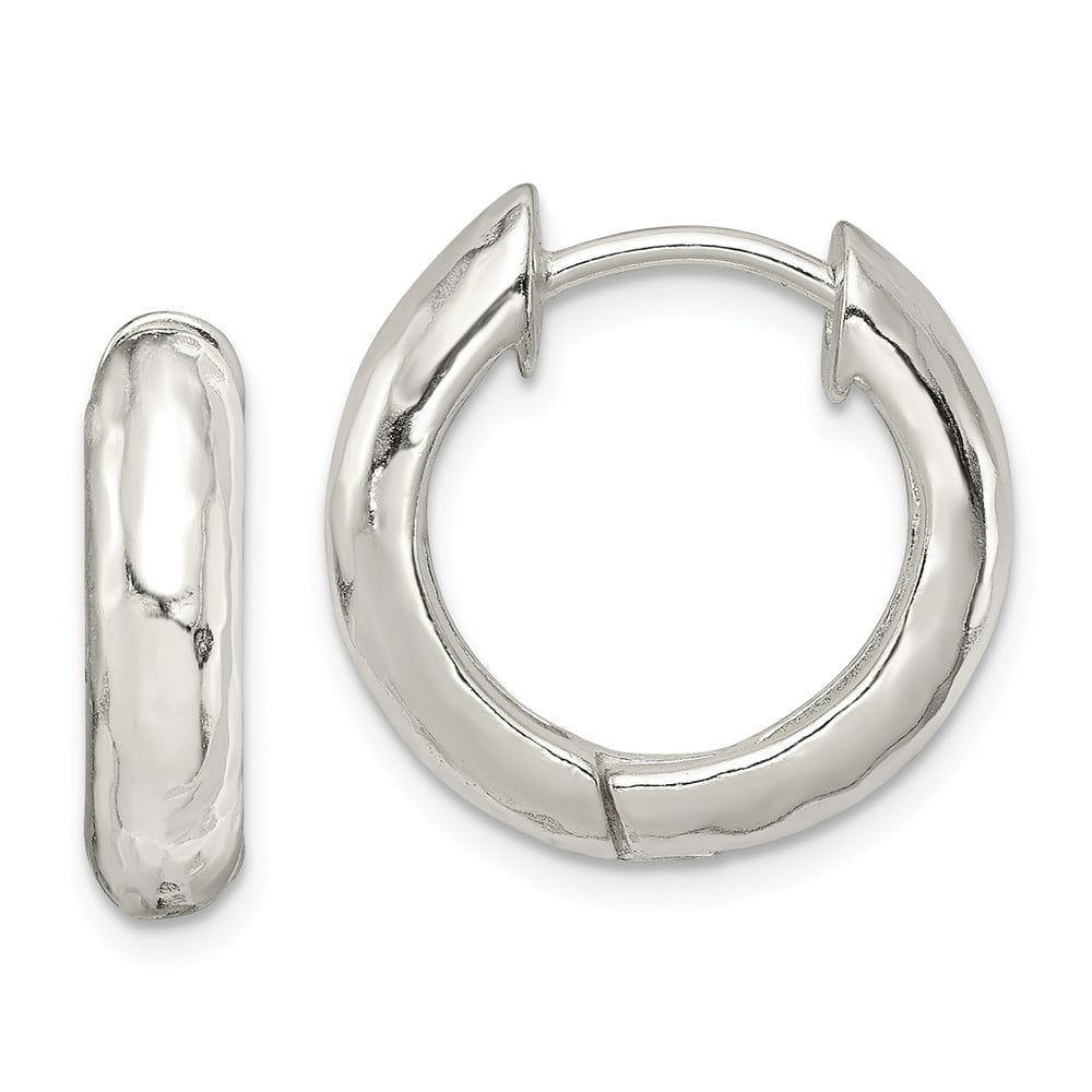 925 Sterling Silver Hinged Hoop Huggie Earrings - 17mm x 19mm - Walmart.com