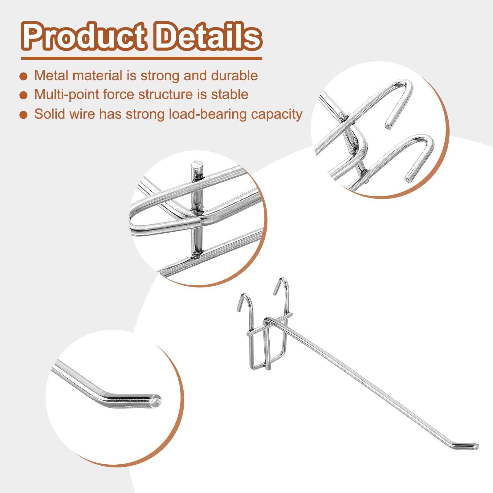 Uxcell 25Pack 7.87" Pegboard Hook Display Hook, Grid Wall Bracket Peg Board Display Hook