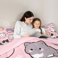 thumbnail image 4 of Manfei Cartoon Cat King Size Comforter Sets, Kawaii Animal Comforters King Size, Pink, Pink Reversible, 3-Piece, 1 Comforter and 2 Pillowcases, 4 of 7