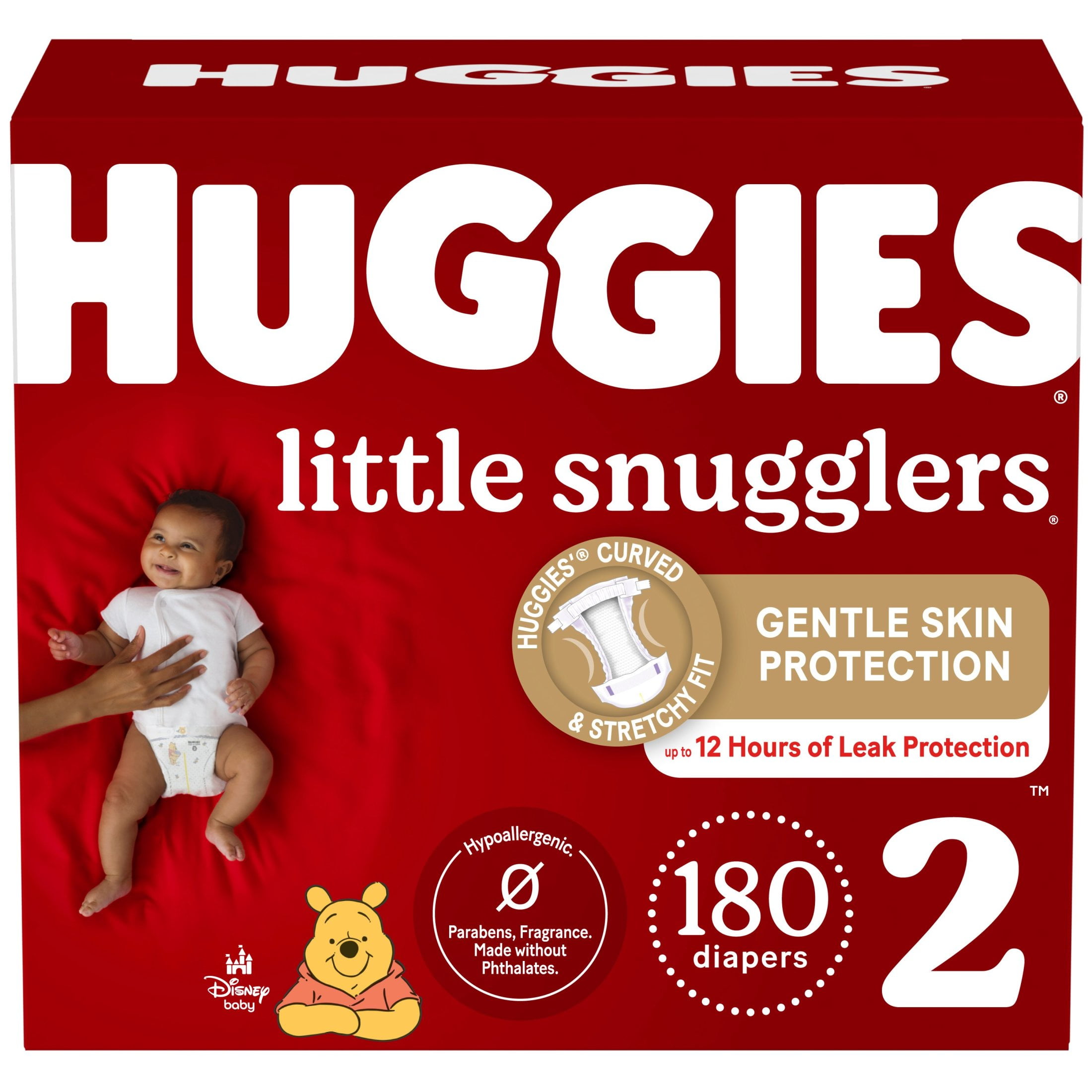 Huggies Little Snugglers Baby Diapers, Size 2 (12-18 lbs), 180 Ct (Select for More)