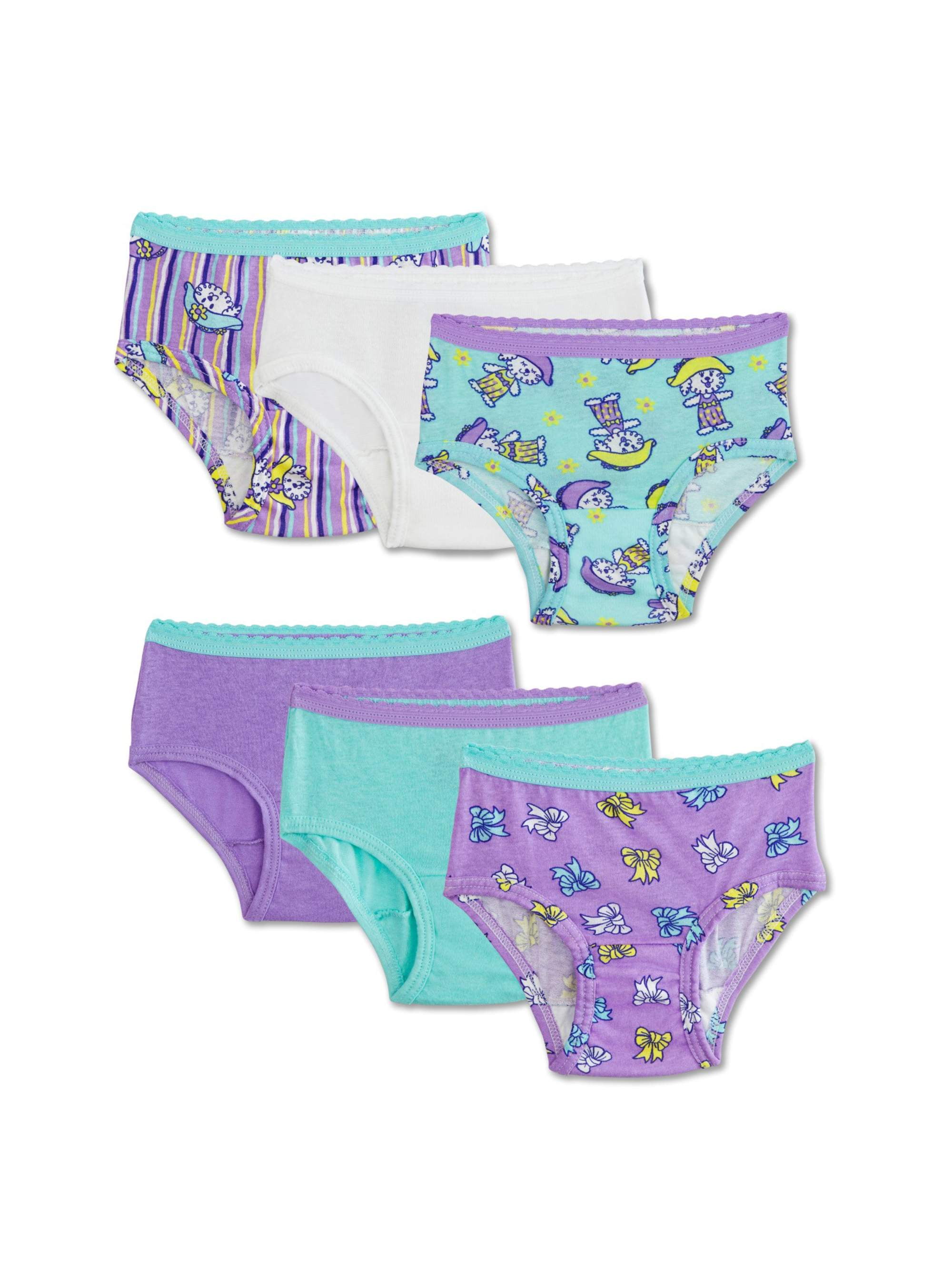 Auranso Baby Girls Knickers Underwear 6 Pack Striped Flower Pattern Toddler Girl Panties Cotton Kids Briefs Underpants 2-7 Years 