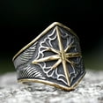 thumbnail image 4 of ZMY Home Stainless Steel Pirate Ring - Gold Compass Design Statement Jewelry (10), 4 of 6