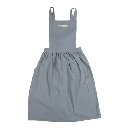 

Cooking Apron Simple Washed Cotton Apron Kitchen Cooking Apron Coffee Shop Apron Blue