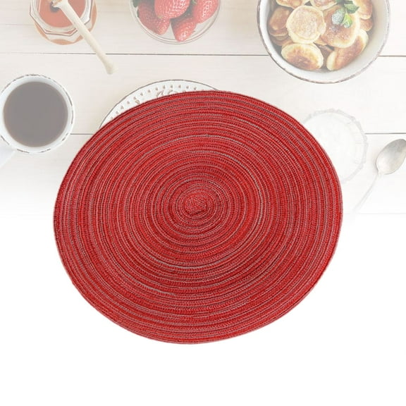 STRANDCHIC Round Woven Cotton Placemats Red for Dining 1Set