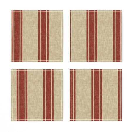 

Linen Cotton Canvas Cocktail Napkins (Set of 4) - Large Western Stripe Red Cowboy Colorado Rodeo Vintage Print Cloth Cocktail Napkins by Spoonflower
